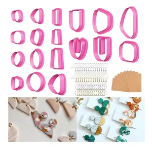 Polymer Clay Cutters | 18 Different Shaped Clay Cutters With Kraft Paper Cards | Earring Hooks