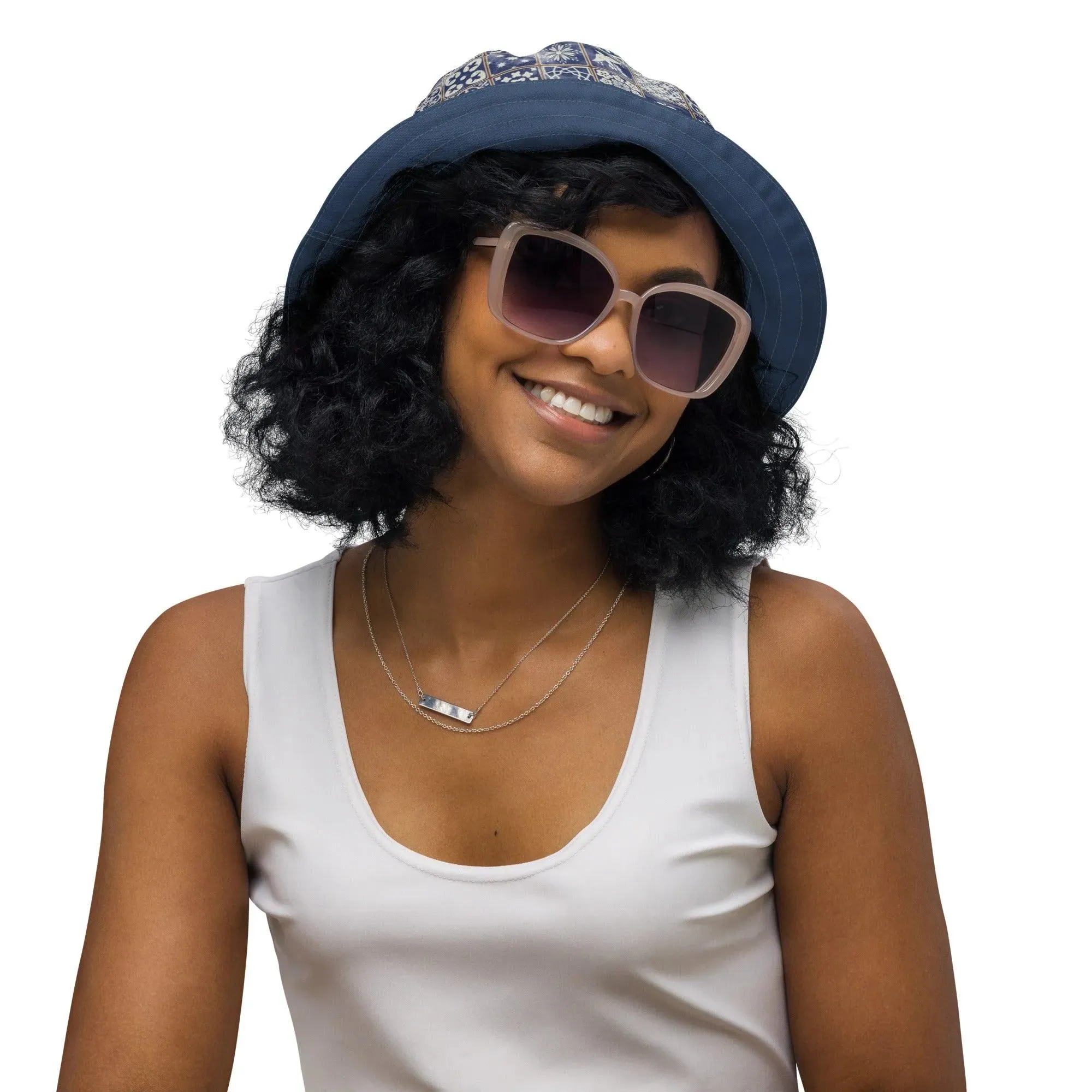 Portuguese Azulejo Tile Reversible Bucket Hat