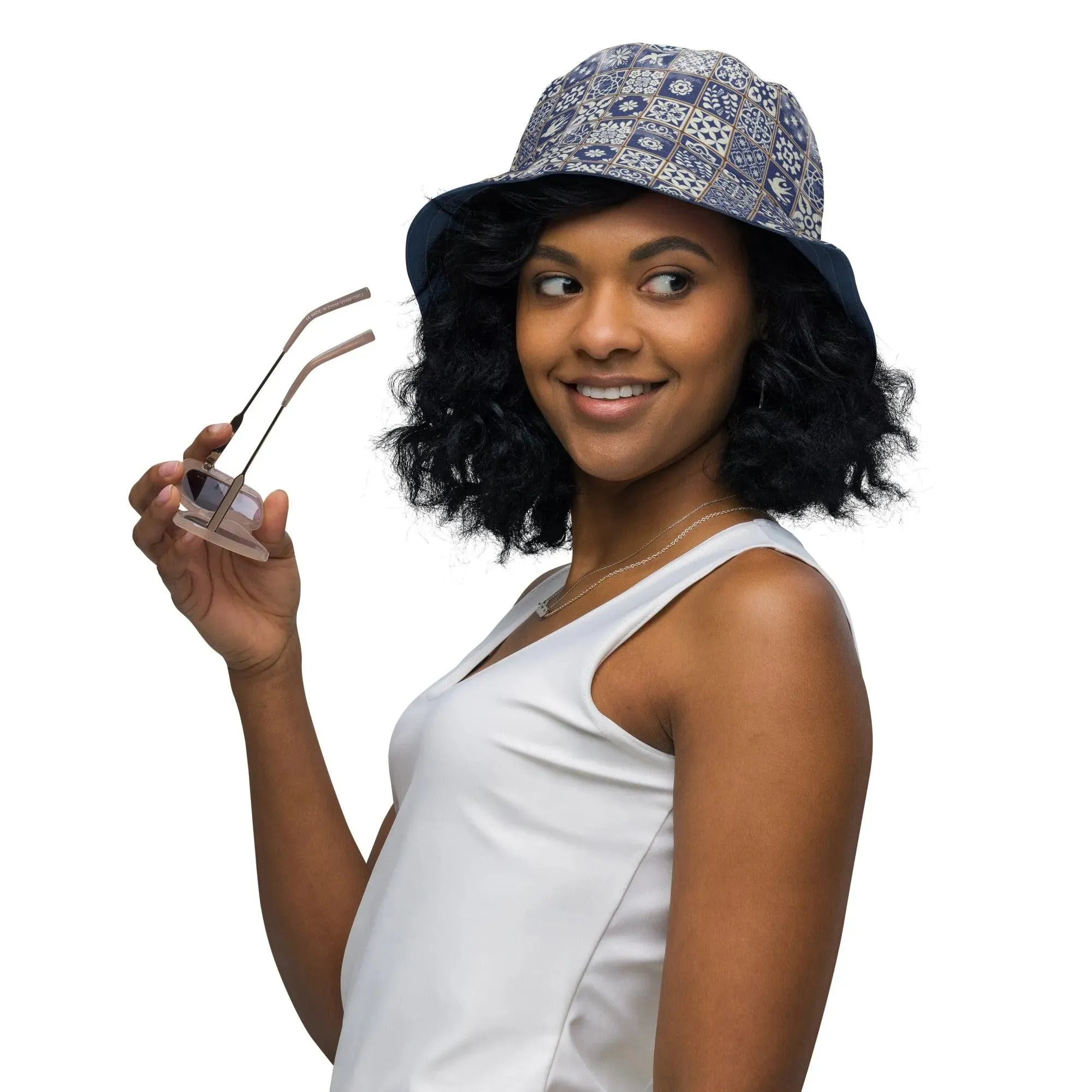 Portuguese Azulejo Tile Reversible Bucket Hat