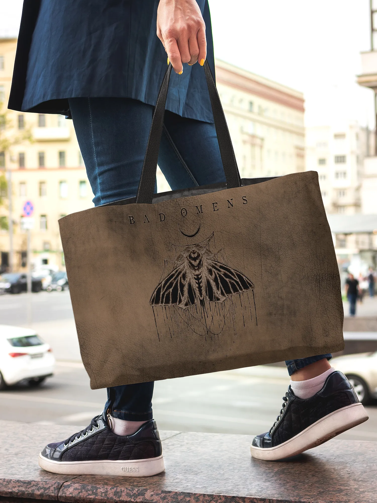 Rocksax Bad Omens Webbing Handled Beach/Shopper Tote - Moth