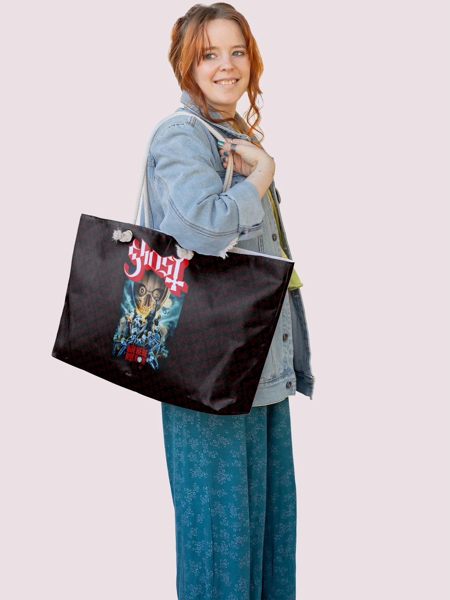Rocksax Ghost Rope Handled Beach Bag - Rite Here, Rite Now