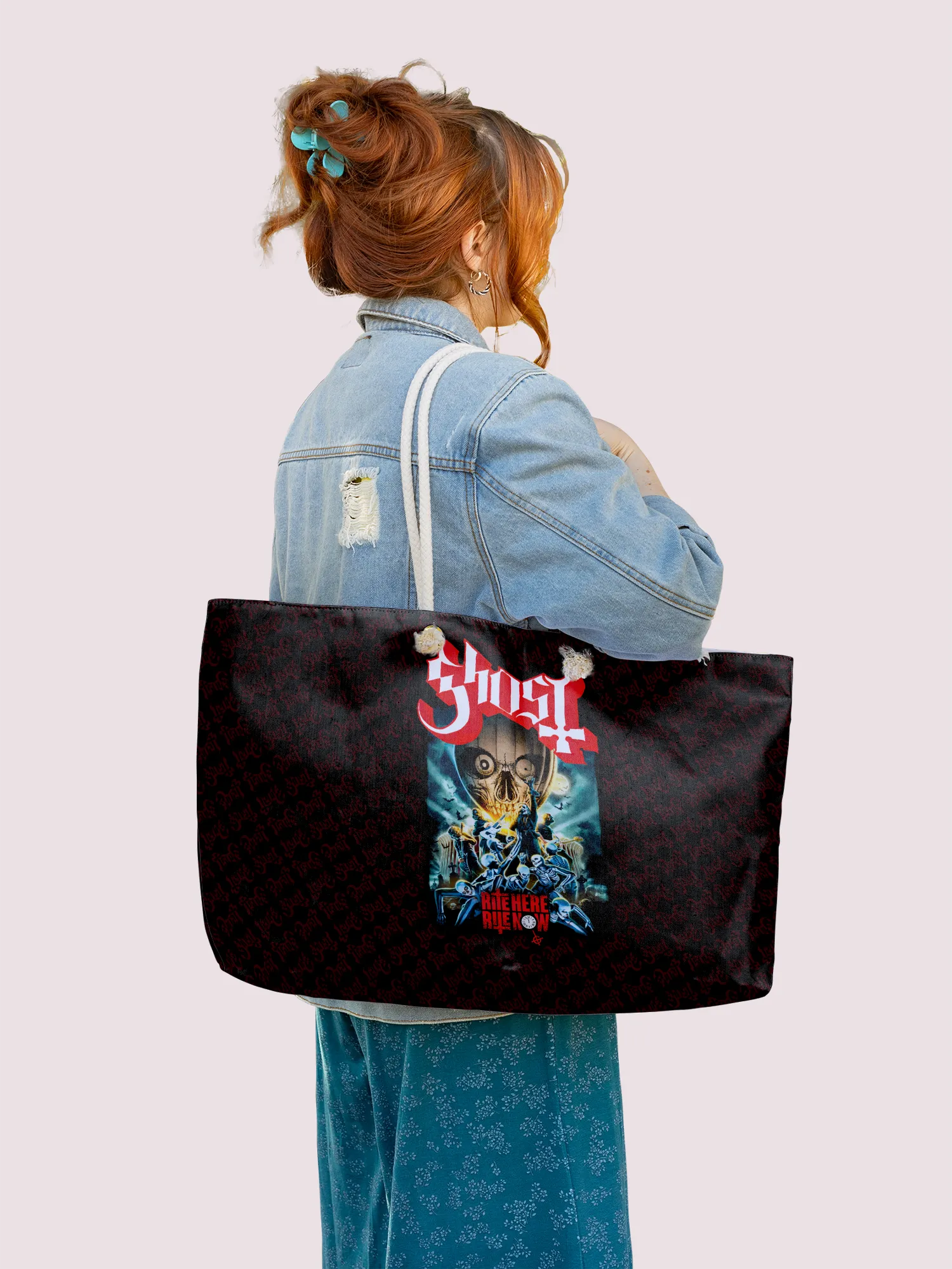 Rocksax Ghost Rope Handled Beach Bag - Rite Here, Rite Now