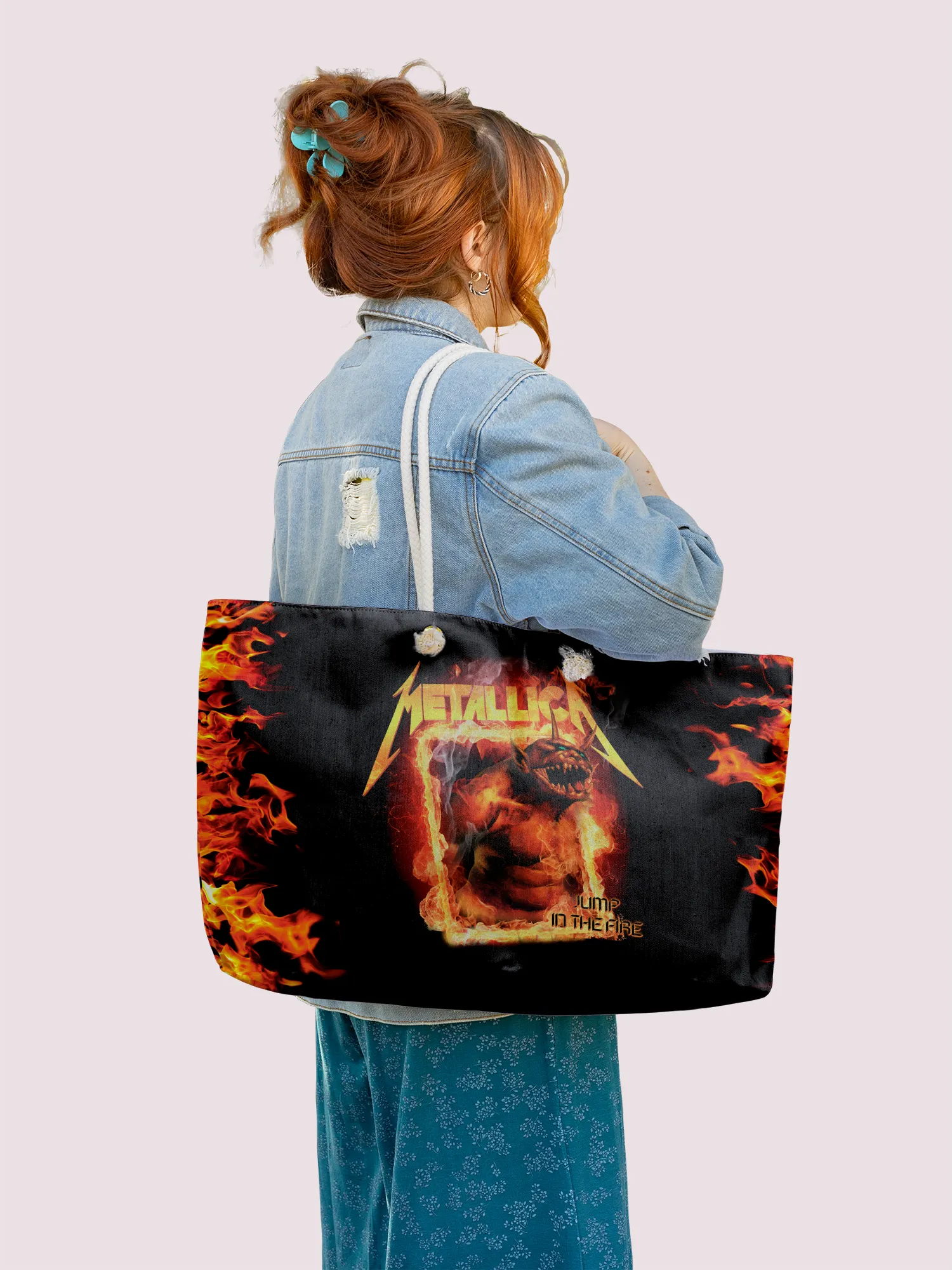 Rocksax Metallica Rope Handled Beach Bag - Fire