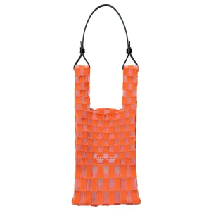 SHEER ICHIMATSU MARKET BAG SMALL / NEON ORANGE x CLEAR