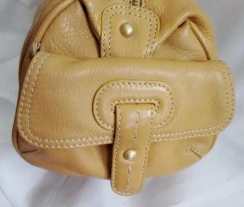 SIGRID OLSEN Leather Stitch Western Tote Bag Satchel Purse COGNAC BROWN M