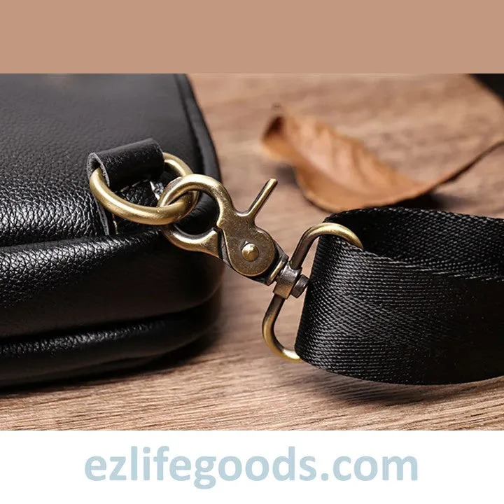 Small Genuine Leather Sling Purse for Men|Two Zipper Crossbody Chest Bag