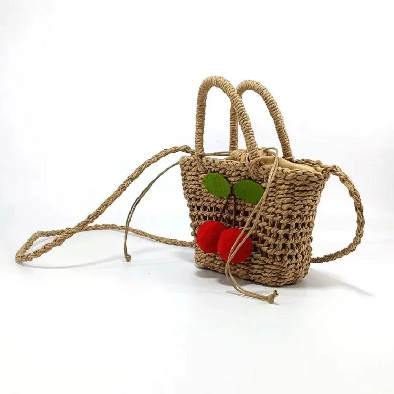 Sohiwoo Women Small Straw Bags Tote Ladies Summer Beach Hollow Out Basket Handbag Cell Phone Crossbody Straw Purse For Girls