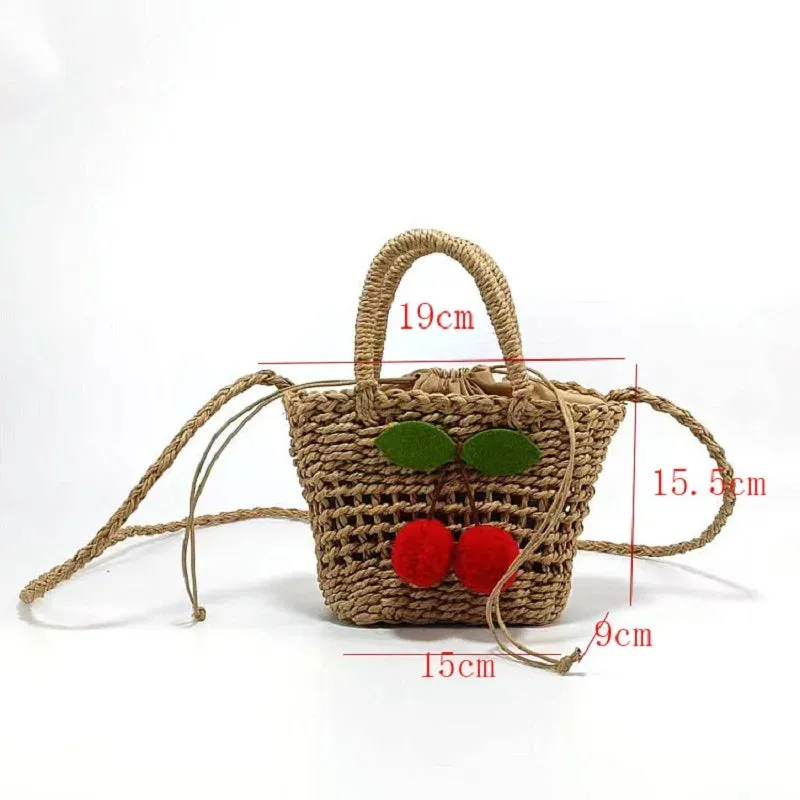 Sohiwoo Women Small Straw Bags Tote Ladies Summer Beach Hollow Out Basket Handbag Cell Phone Crossbody Straw Purse For Girls