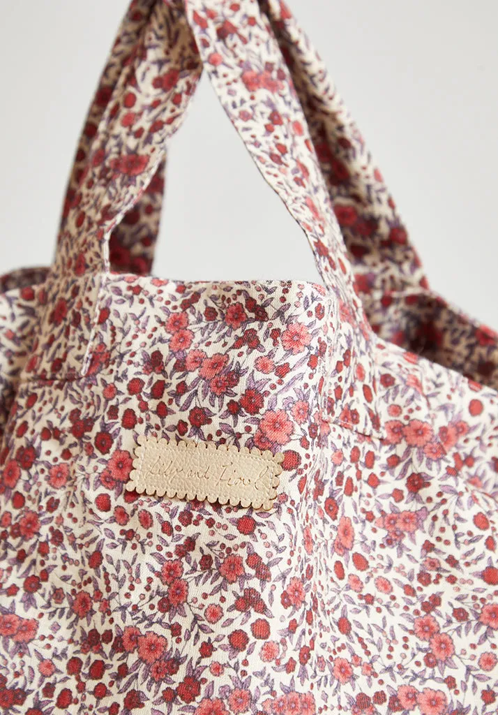 Tara Aster Print Tote Bag In Pink