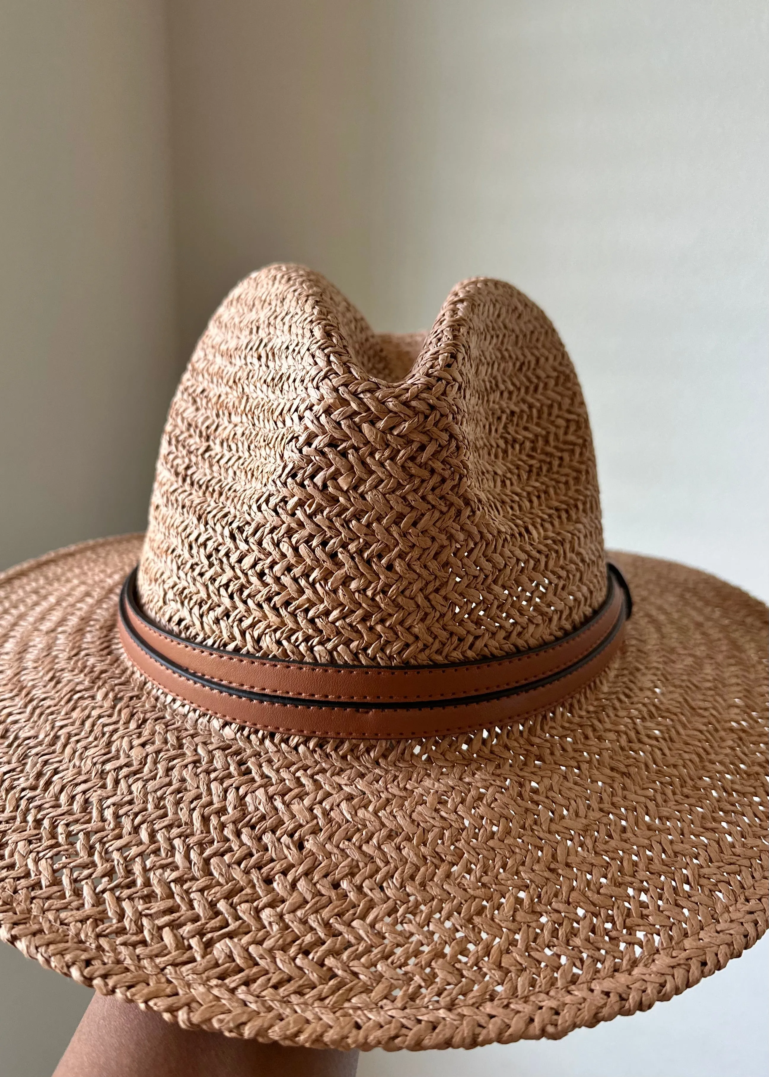 The Panama Hat with Faux Leather Band Accent