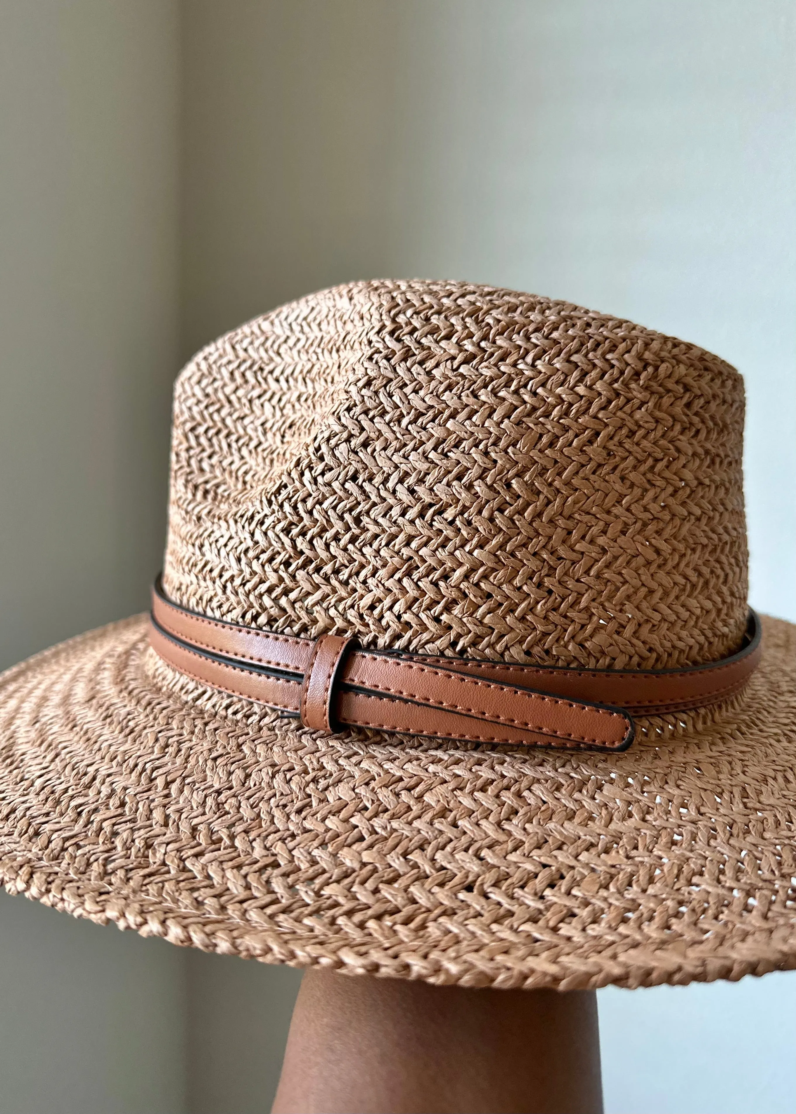 The Panama Hat with Faux Leather Band Accent