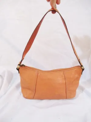TIGNANELLO Leather Shoulder Bag Handbag Satchel PEACH MELON Orange Purse