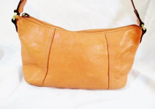 TIGNANELLO Leather Shoulder Bag Handbag Satchel PEACH MELON Orange Purse