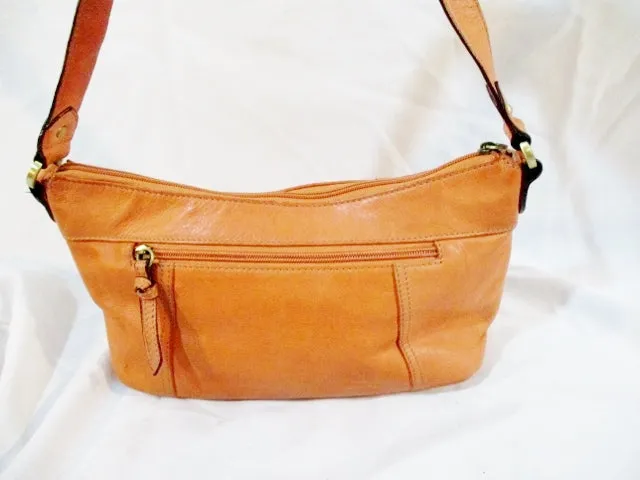 TIGNANELLO Leather Shoulder Bag Handbag Satchel PEACH MELON Orange Purse