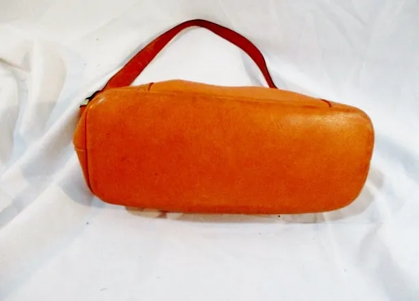 TIGNANELLO Leather Shoulder Bag Handbag Satchel PEACH MELON Orange Purse