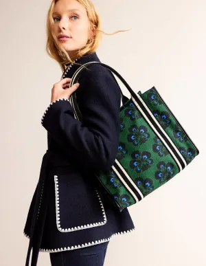 Tilda Canvas Tote Bag-Amazon Green, Carnation Stamp