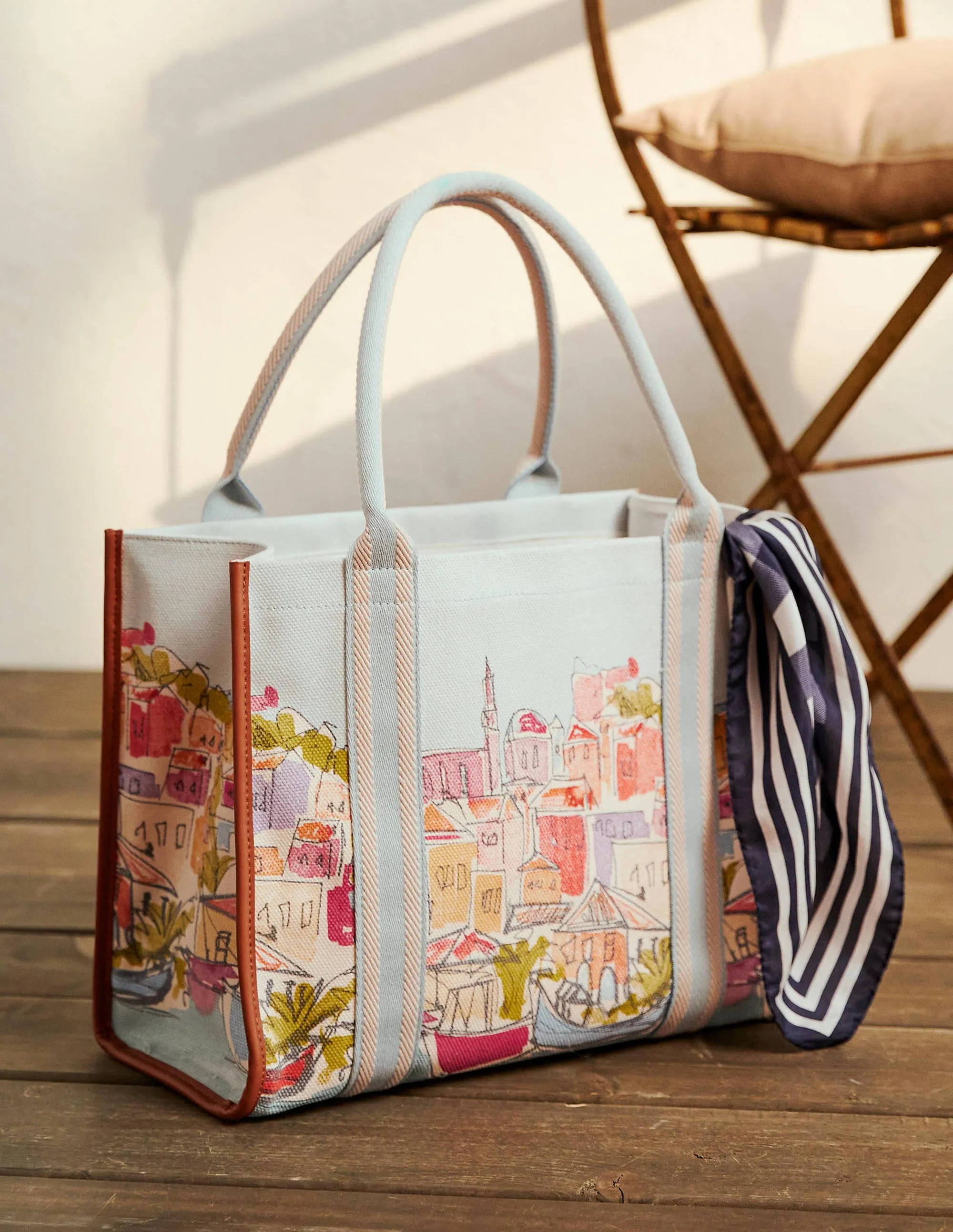 Tilda Canvas Tote Bag-Rainbow Village
