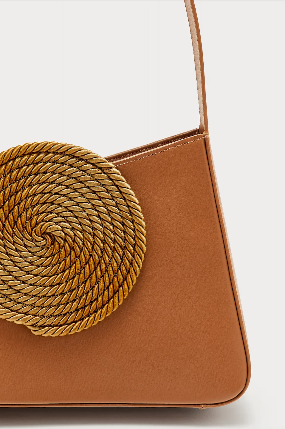 TOBACCO Asymmetric Leather Passementerie Bag