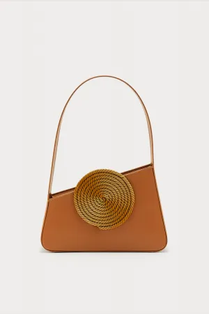 TOBACCO Asymmetric Leather Passementerie Bag