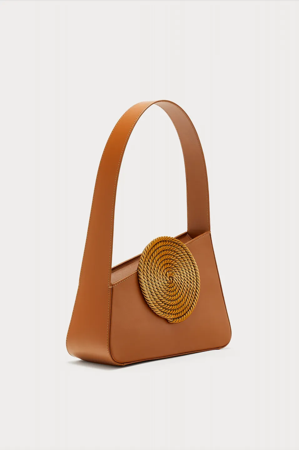 TOBACCO Asymmetric Leather Passementerie Bag