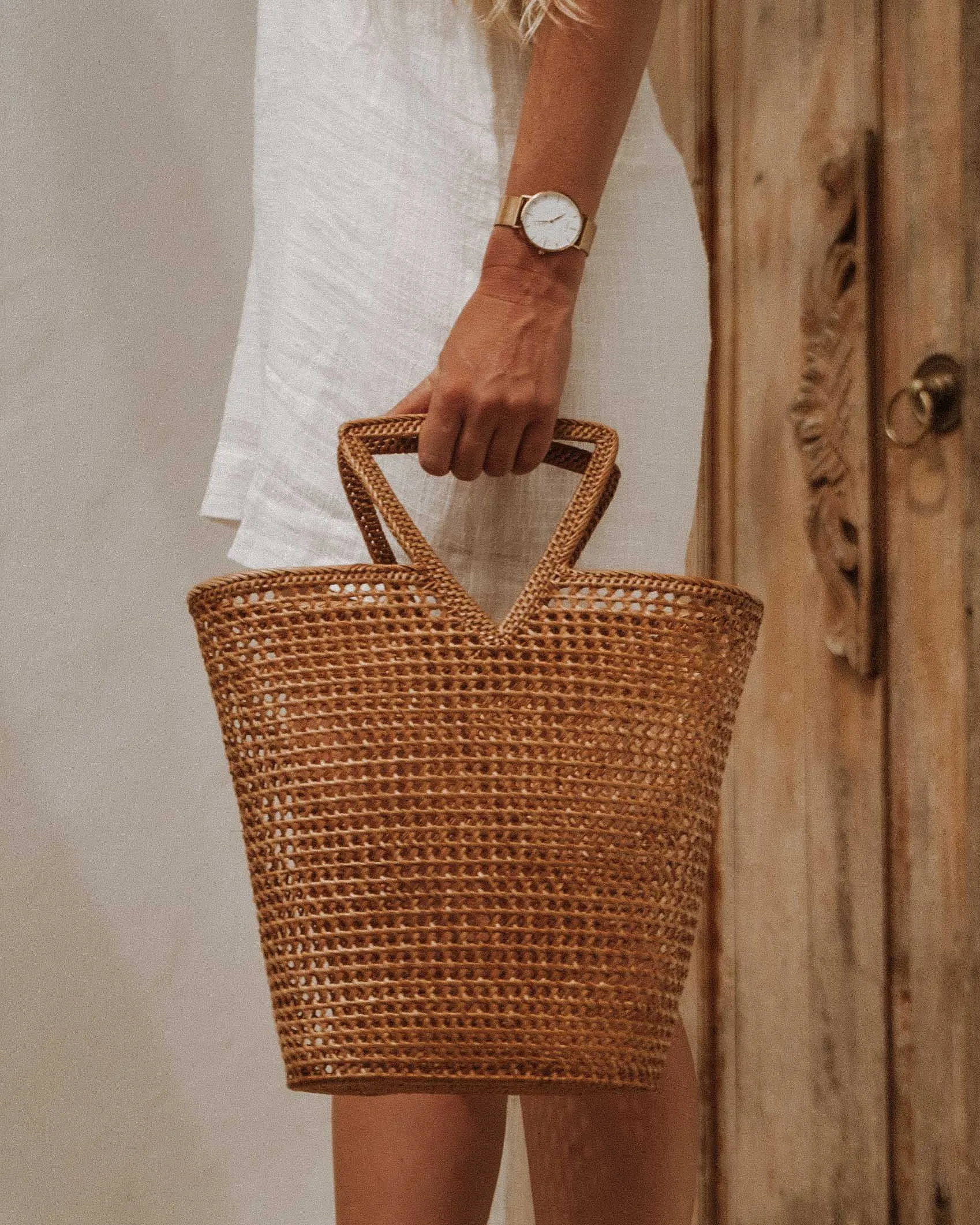 Triangle Rattan Handbag