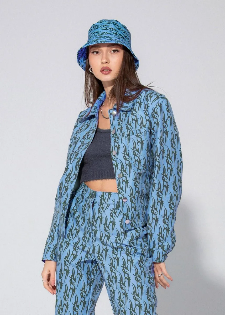 TRIBAL LOVE BUCKET HAT - BLUE