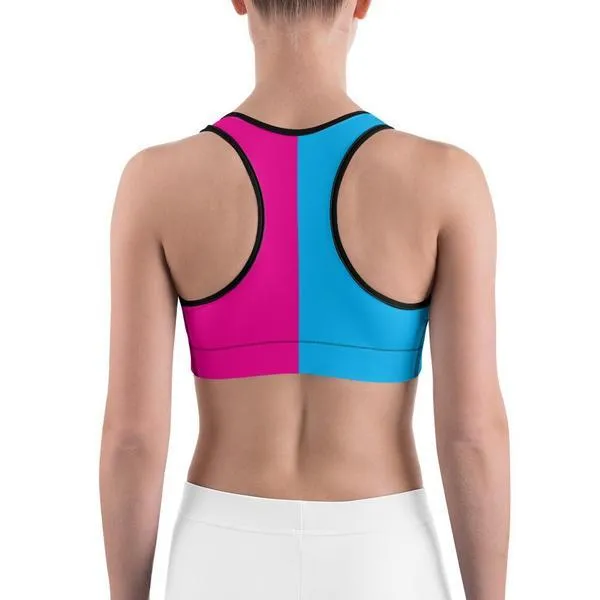 Two Tone Pink & Blue Sports Bra