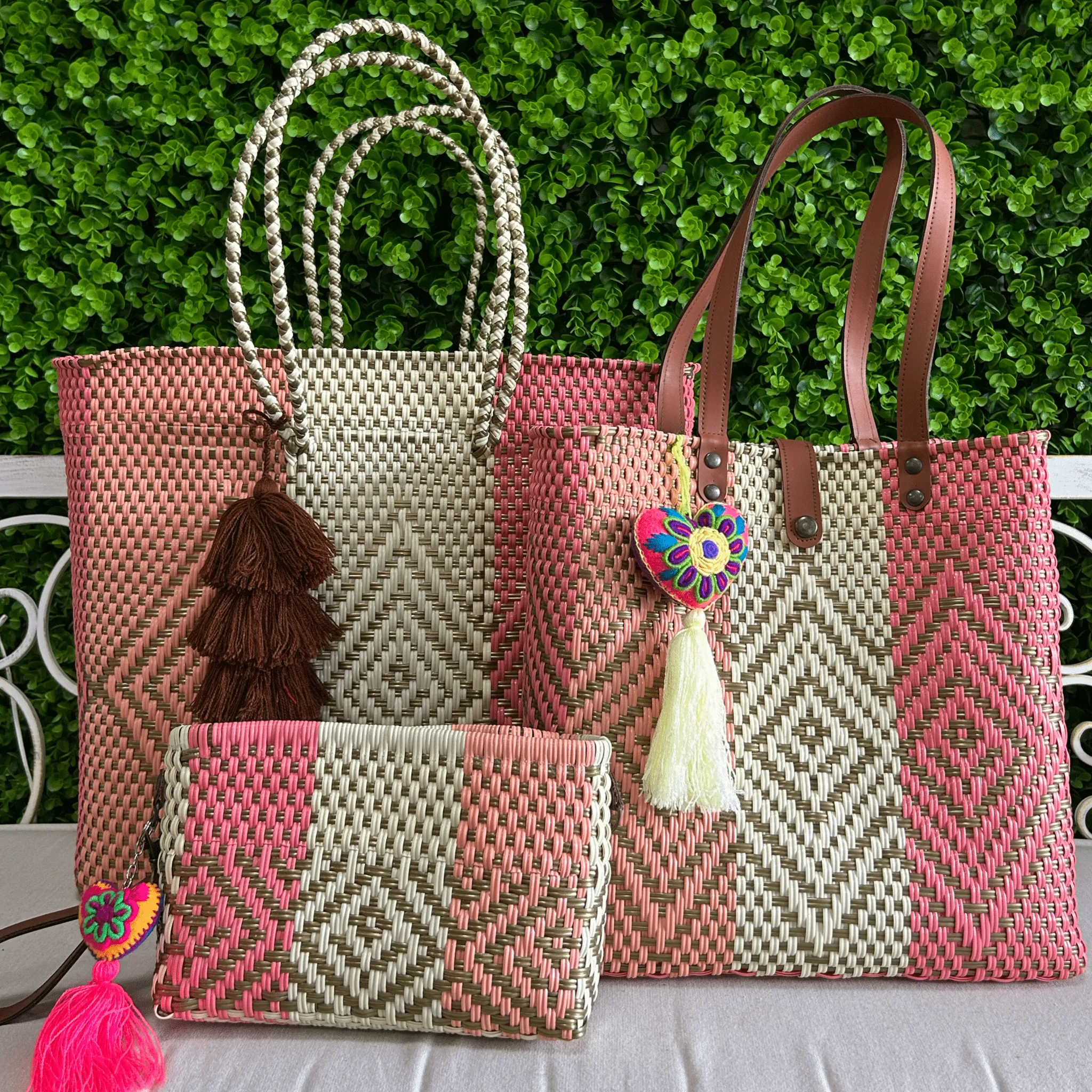 Upcycled Handwoven MD Tejana Tote - Golden Rose