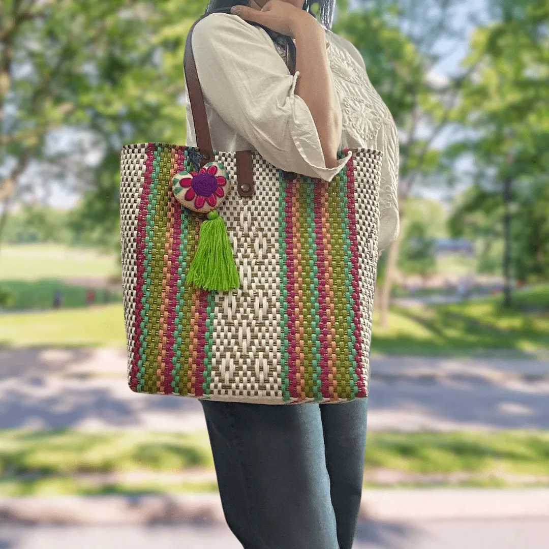 Upcycled Handwoven MD Tejana Tote - Golden Rose