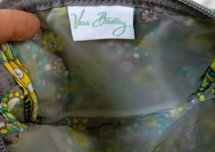 VERA BRADLEY wallet organizer Zip Cosmetics Case Makeup Bag YELLOW BLUE