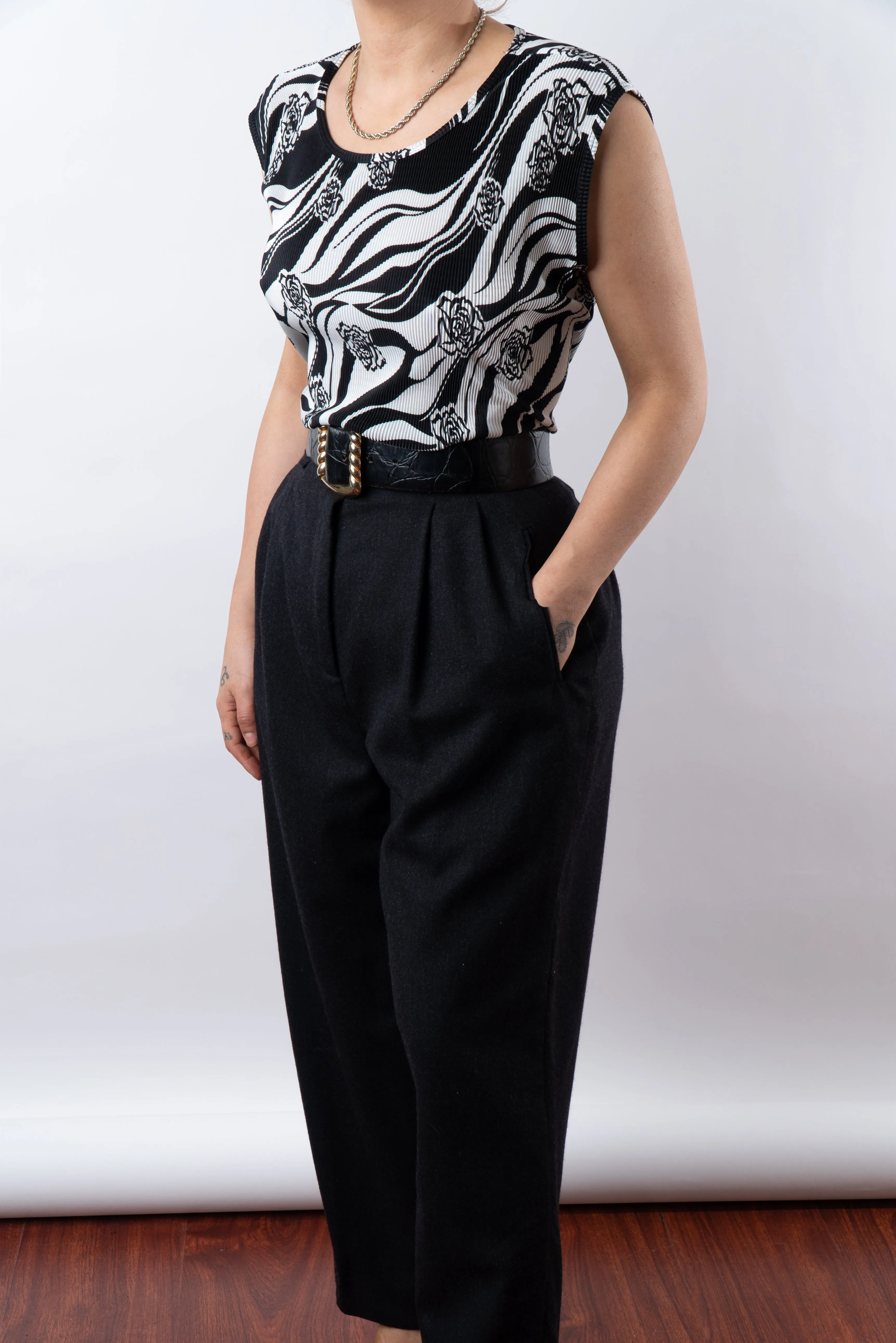 Vintage Crinkled Patterned Blouse