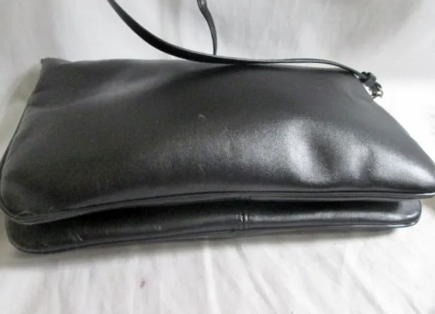 Vintage Handmade ETIENNE AIGNER Envelope Leather Flap bag Shoulder Purse BLACK