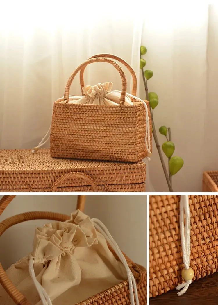 Vintage Luxury Hollow Rattan Basket Straw Bags