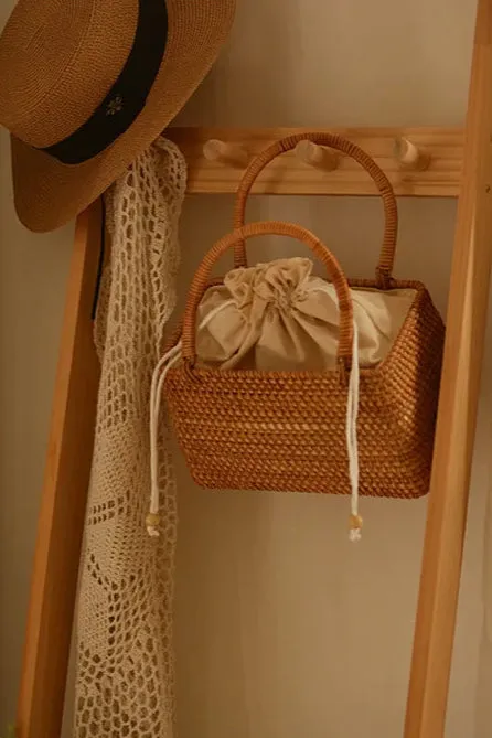 Vintage Luxury Hollow Rattan Basket Straw Bags