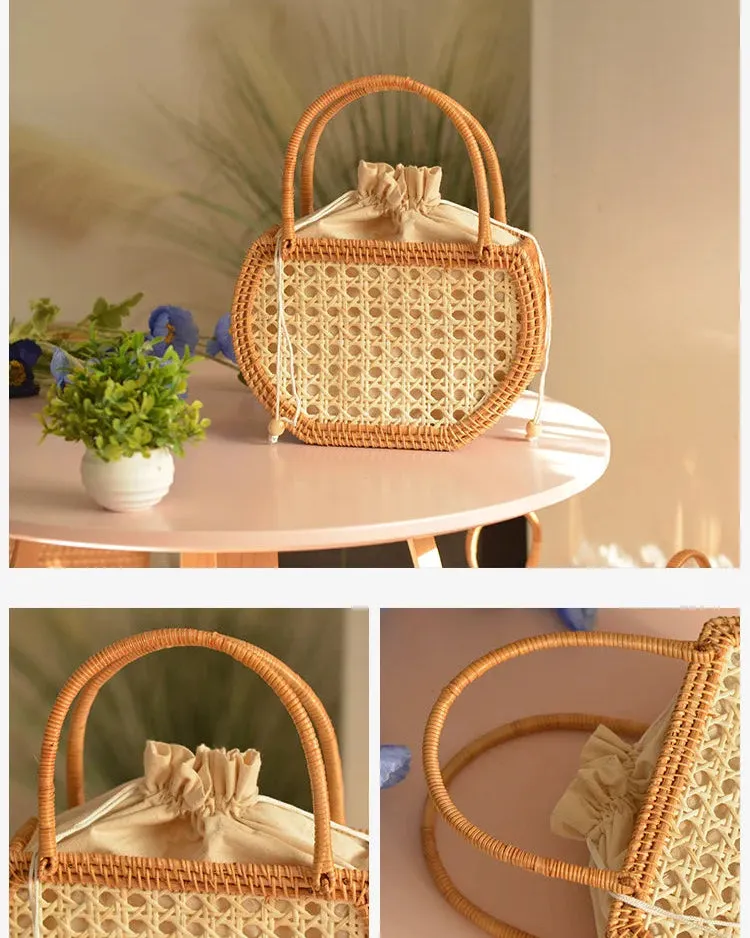 Vintage Luxury Hollow Rattan Basket Straw Bags