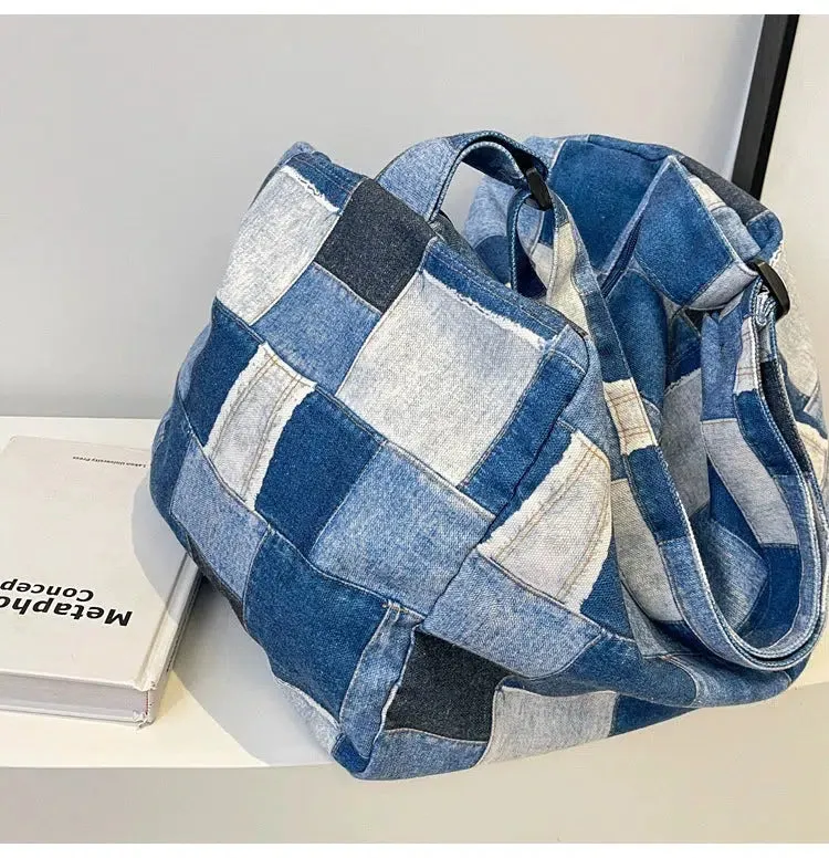 Vintage Patchwork Denim Shoulder Bag