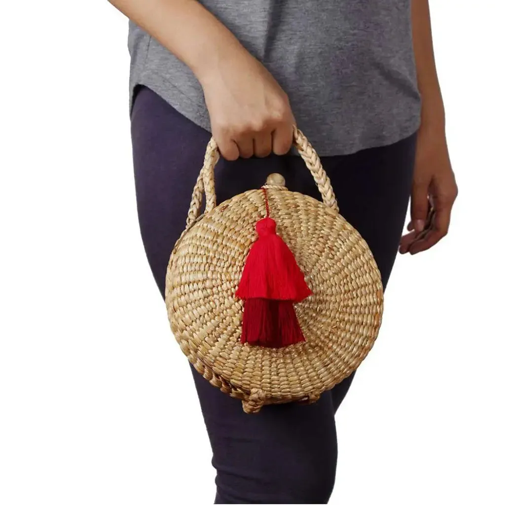 Water Hyacinth Tassel Clutch