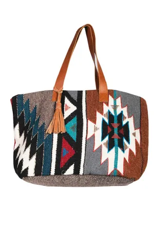 Western Shoulder Tote Wool Serape Print