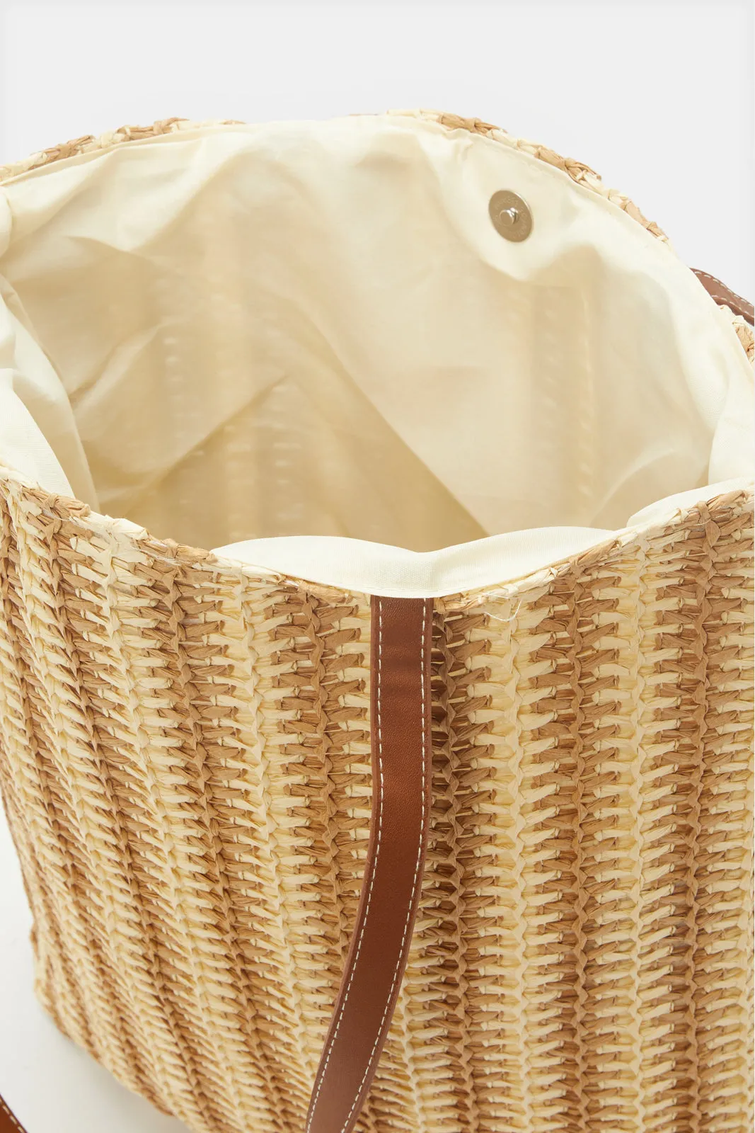 Women Brown Striped Beach Bag