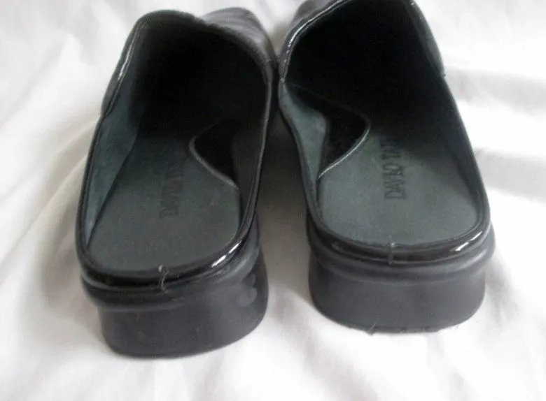 Womens DAVID TATE Patent Leather Clogs Shoes Slip-On Mules BLACK 11 Comfort