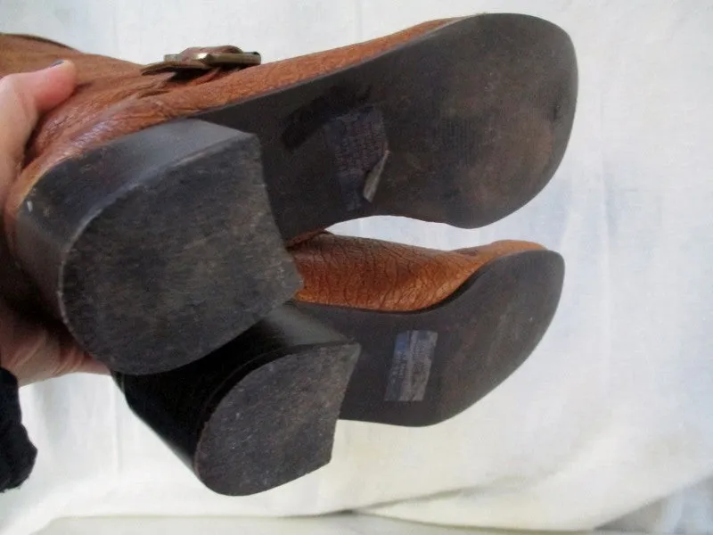 Womens NEWPORT NEWS Faux Alligator Croc Leather Boots Shoes Vegan BROWN 6