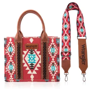 Wrangler Southwestern Small Canvas Tote -red