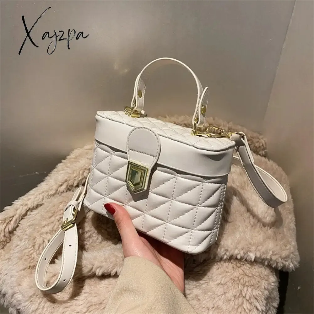 Xajzpa - Embroidery Tote Bucket Bag New High-quality PU Leather Women's Designer Handbag Luxury brand Shoulder Messenger Bag Box bag